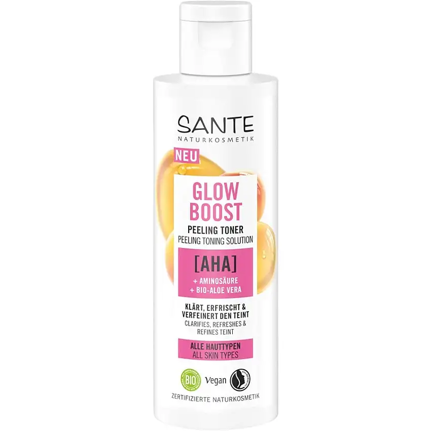 Sante Naturkosmetik Ansigtspleje Glow Boost Peeling Toner AHA, aminosyre & økologisk aloe vera 125 ml