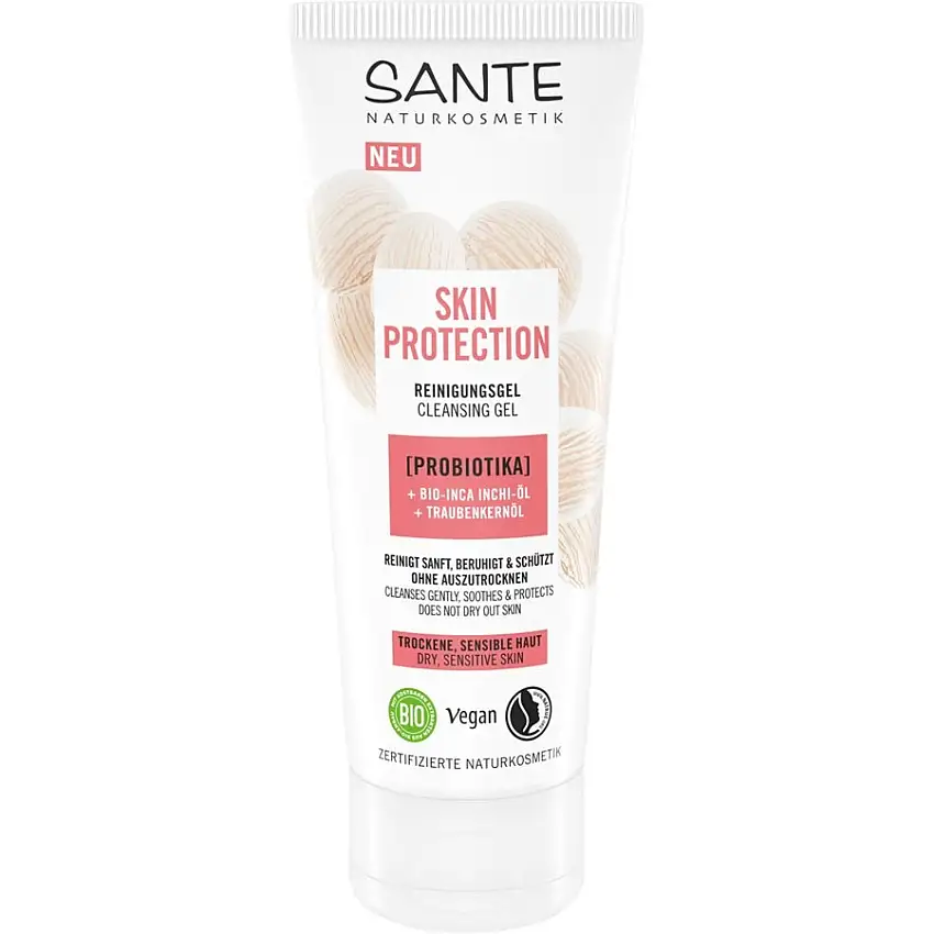 Sante Naturkosmetik Cleansing Skin Protection Cleansing Gel med probiotika, økologisk Inca Inchi-olie og vindruekerneolie 100 ml