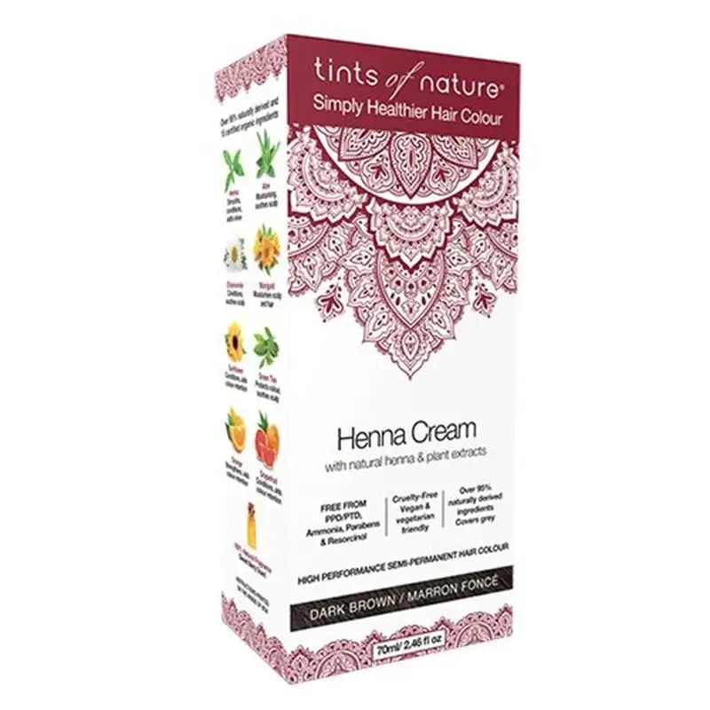 Tints of Nature Hårfarve Henna Creme Dark Brown (70 ml)