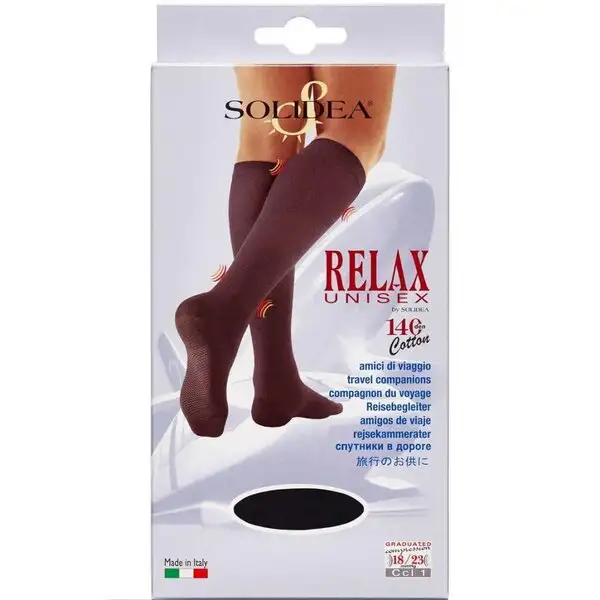 SOLIDEA RELAX UNISEX COTTON KNÆSTRØMPER (XXL/SORT/LUKKET)
