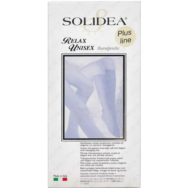 SOLIDEA RELAX UNISEX THERAPEUTIC STRØMPE (NATUR MED ÅBEN TÅ STR. L+)