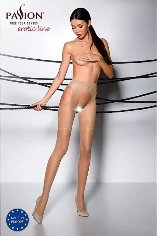 Erotiske strømpebukser med hul 'Tiopen 002', 20 Den, beige 81047211