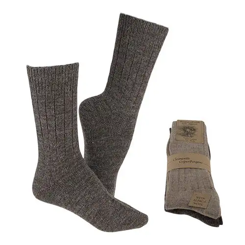 Alpaka Uldstrømper Brun & Beige Tynde 2-pak | Str. 39/42