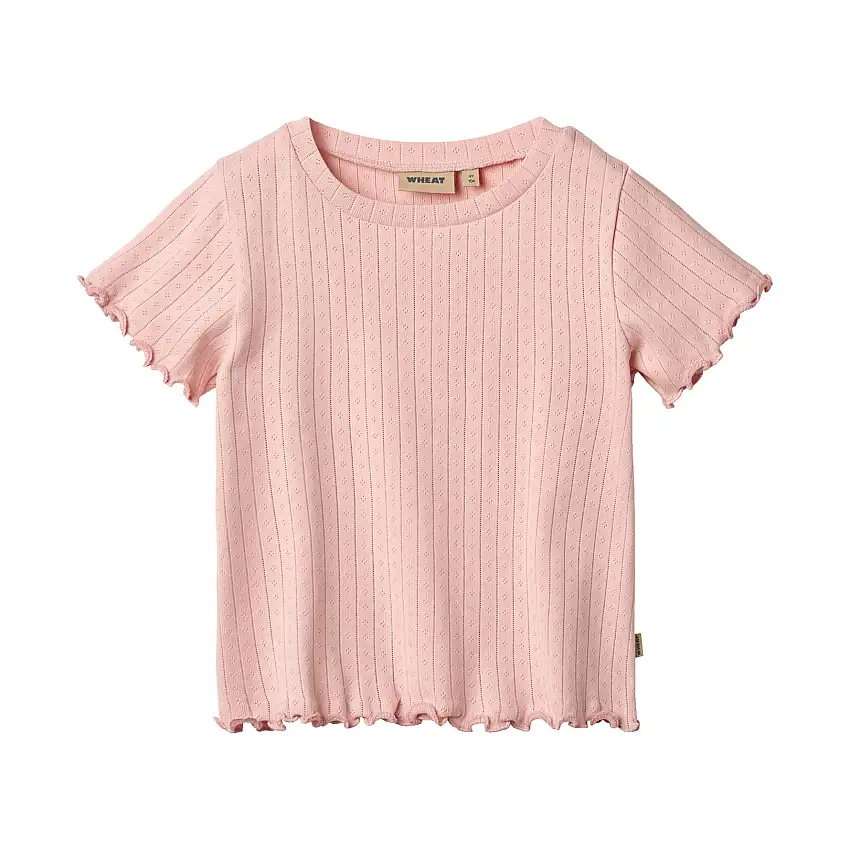 WHEAT Rib T-Shirt Short Sleeve Irene Rose Sprinkle Str 152/12 år