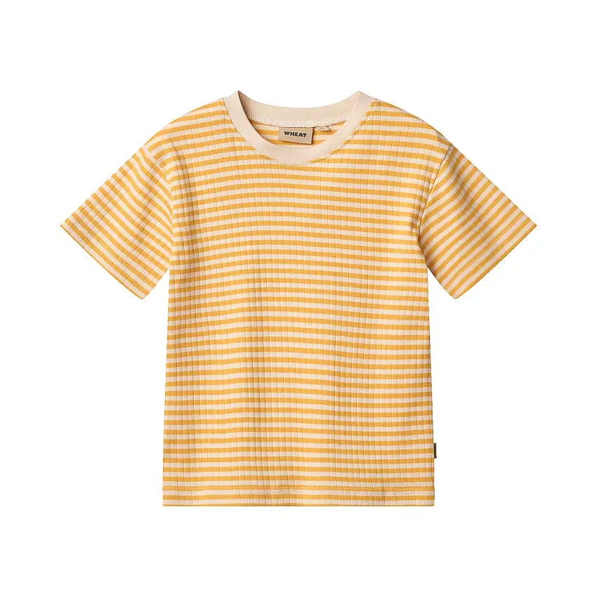 WHEAT T-Shirt Short Sleeve Ella 2-pak Yeollow Rib Stripe Str 110/5 år