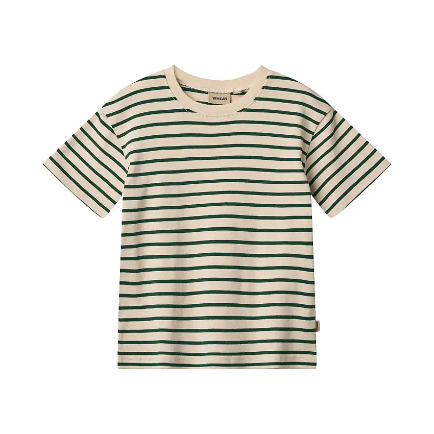 WHEAT T-Shirt Short Sleeve Ella 2-pak Green Stripe Str 104/4 år