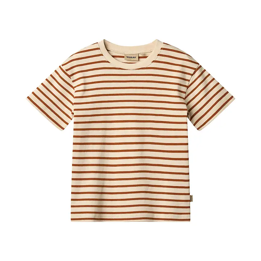 WHEAT T-Shirt Short Sleeve Ella 2-pak Warm Caramel Stripe Str 110/5 år