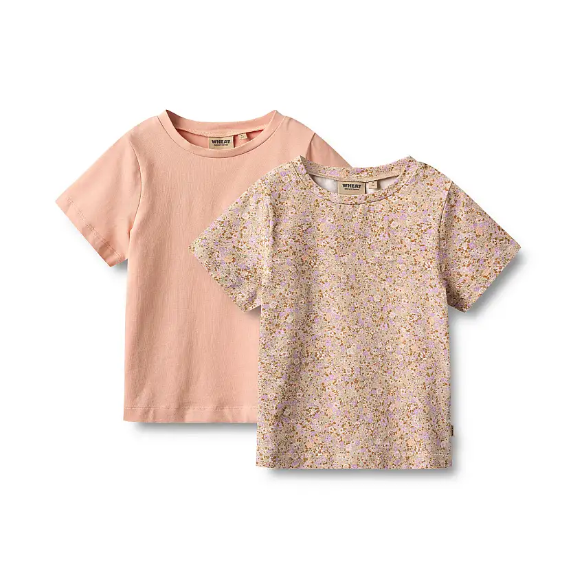 WHEAT T-Shirt Short Sleeve Manna 2-pak Lilac Flower Meadow Str 128/8 år