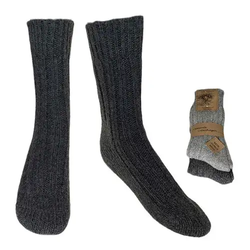 Alpaka Uldstrømper Koksgrå & Grå Tykke 2-pak | Str. 39/42