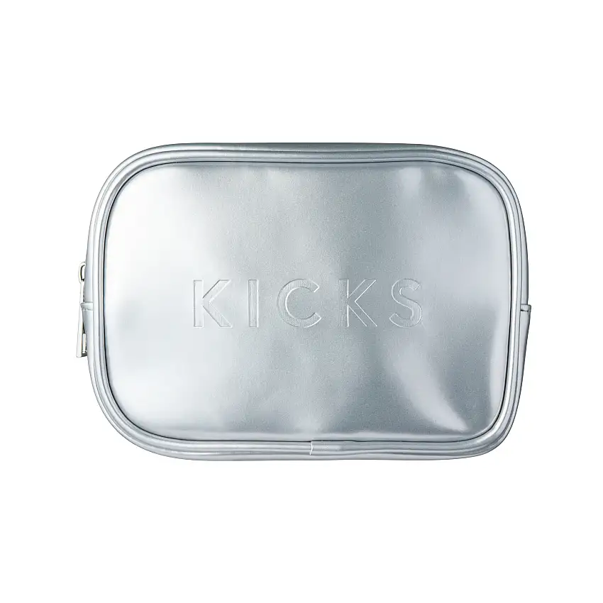 KICKS Beauty Small Boxy Make Up Bag Silver