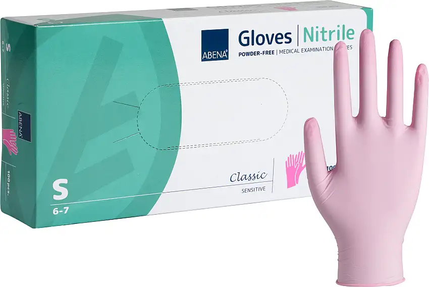 Abena Nitril Undersøgelseshandske Sentitiv Pink S Pudderfri