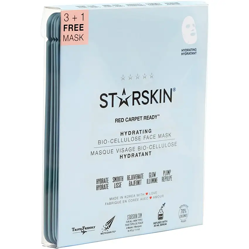 StarSkin Cloth mask Hydrating Face Mask Set Bio-Cellulose Red Carpet Ready 4 x 40 g