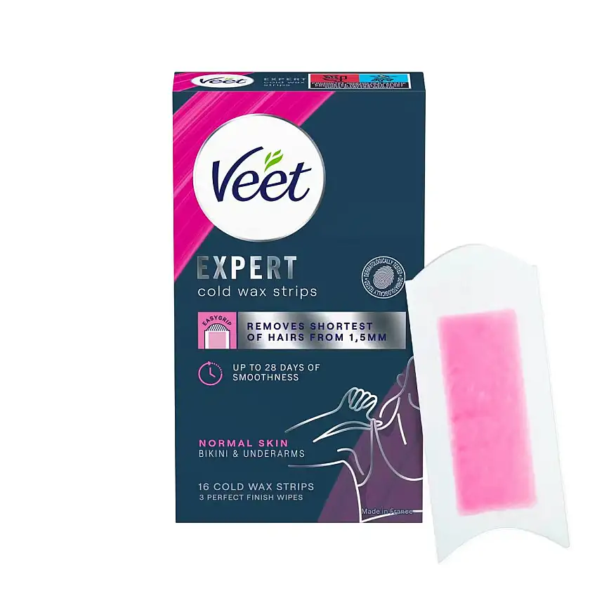 Veet Expert Cold Wax Strips Bikini & Underarm Normal Skin 6 stk
