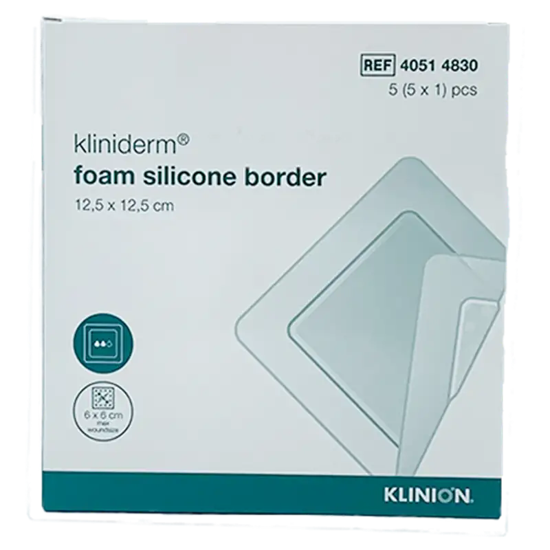 Kliniderm Foam Silikone Border 12,5x12,5 cm (5 stk)