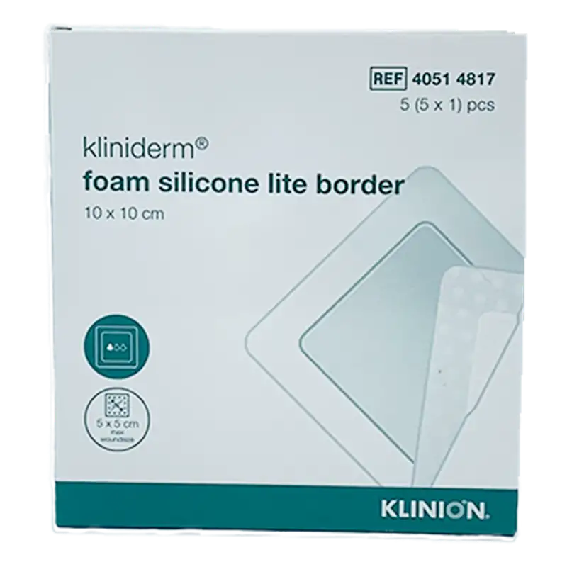 Kliniderm Foam Silikone Border 10x10 cm (5 stk)