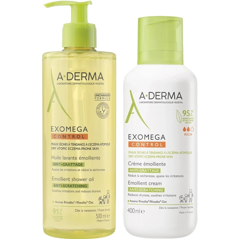 A-DERMA Exomega Control Shower Oil & Cream Set