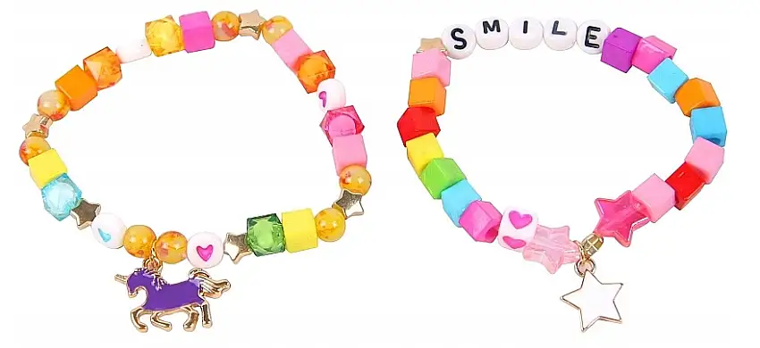 Perlearmbånd, 2 stk, 6447, enhjørning + stjerne 77552258