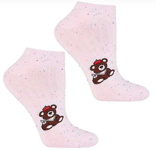 Damestrømper med bjørn, CSD240-096, lyserøde 80819131