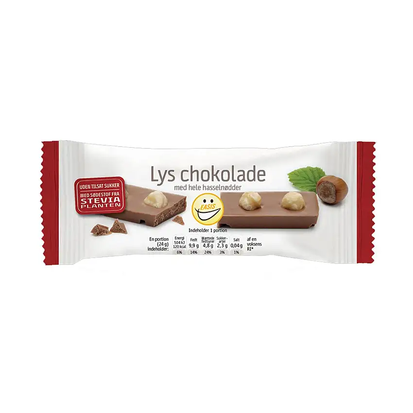 EASIS Lys Chokoladebar m. Nødder - 24 g