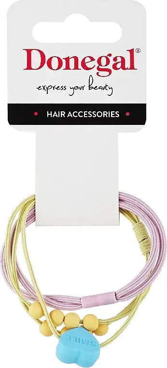 Hår elastik, FA-5697+2, lilla + lyserød med blåt hjerte 48031811