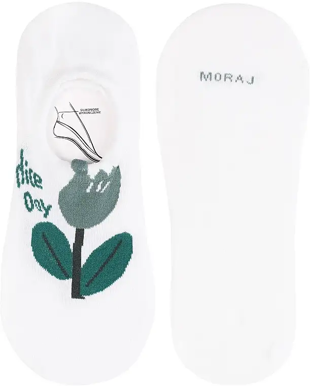 Korte kvindesokker CDB200-270, hvide med grøn tulipan 59023188