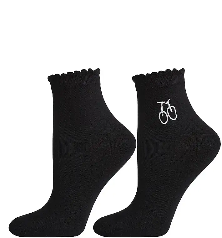 Kvinde strømper 3/4, CSL200-145, sorte med blommer 90996154