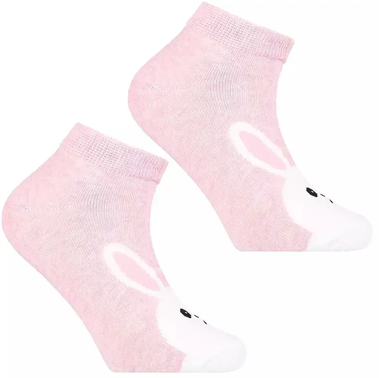 Bomuldskvindersokker, korte, CSG170-063, lyserøde med kanin 26950042