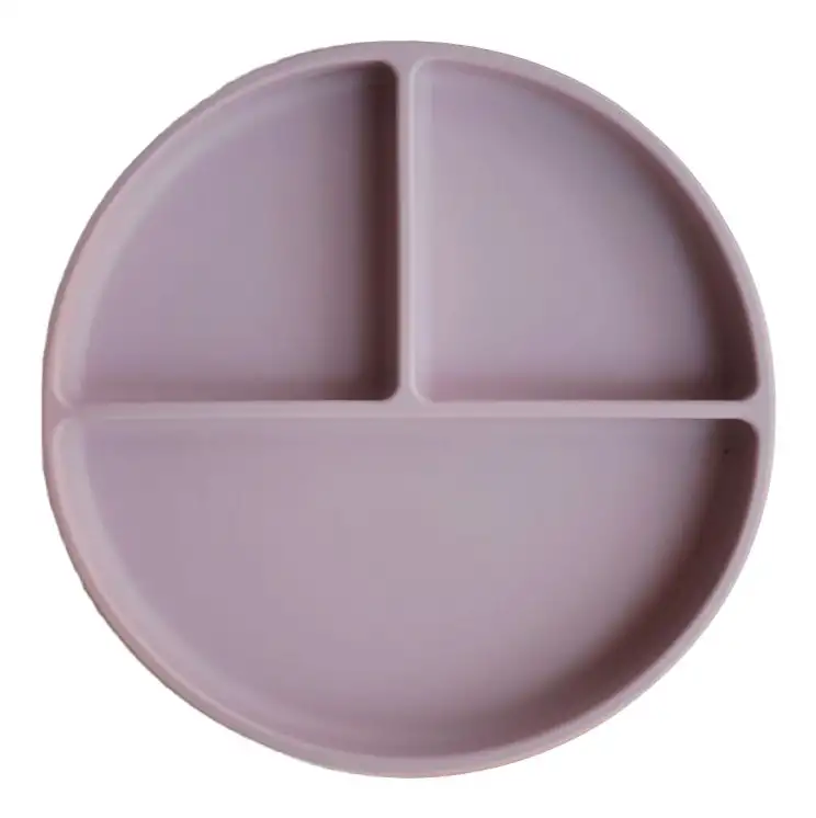 Mushie Silikone Tallerken Rumdelt Soft Lilac - 1 stk.