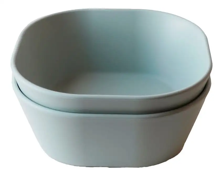 Mushie Skål Firkant Sage - 2 stk.