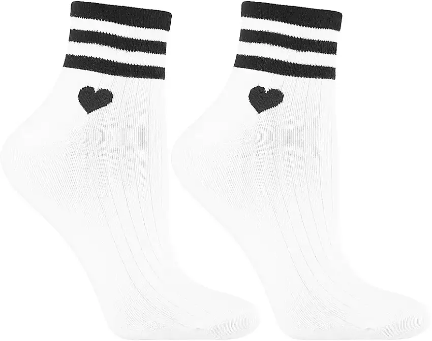 Dame bomuldssokker 3/4, CSL200-938, hvid-sort 16425813