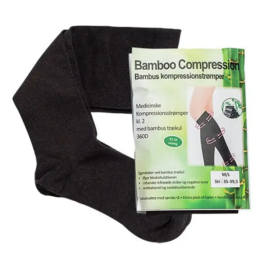 Bamboo Pro Bambus kompressionsstrømper 2 stk. Sort M/L