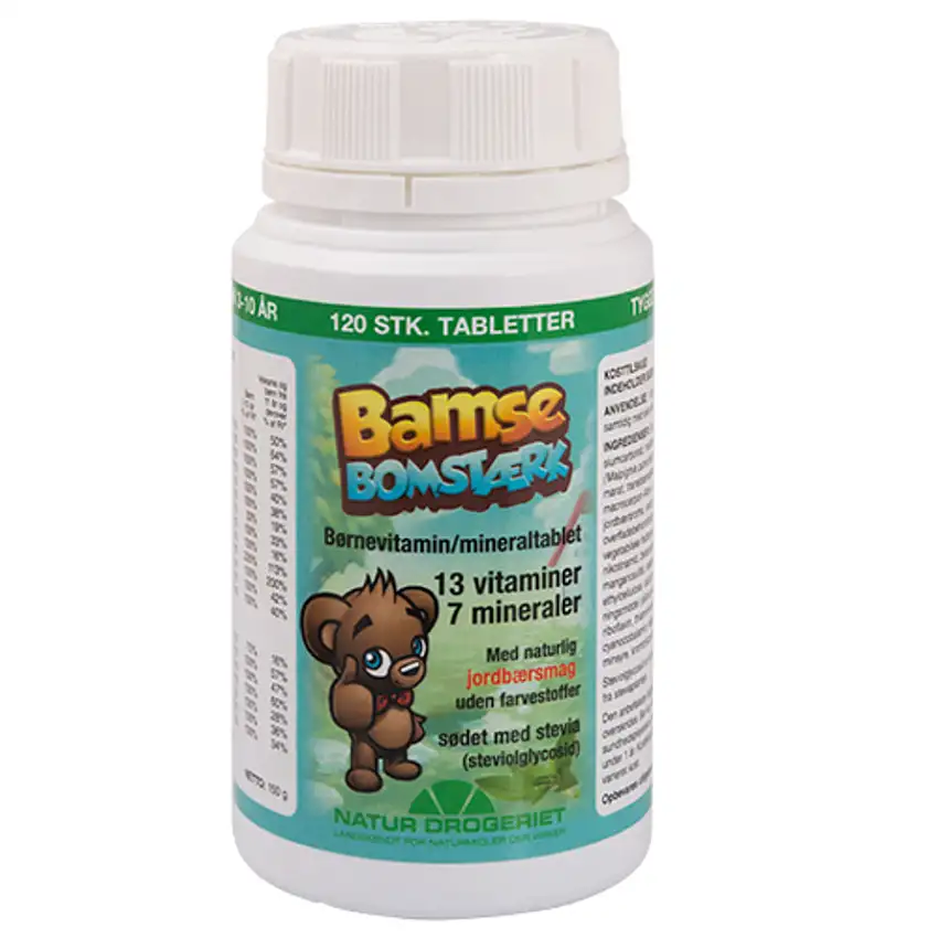 Natur Drogeriet Bamse Bomstærk børnevitaminer m. jordbærsmag 120 tabl.