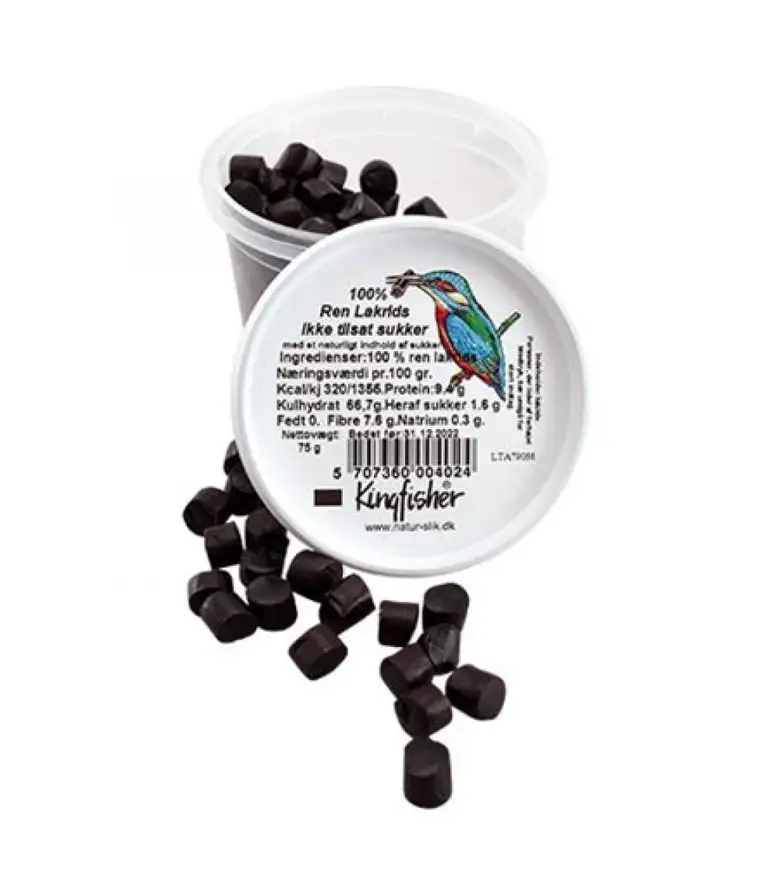 Kingfisher 100% Ren Lakrids sukkerfri 75 g