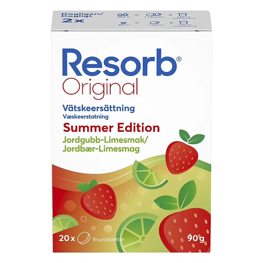 Resorb Jordbær-Lime Brusetablet