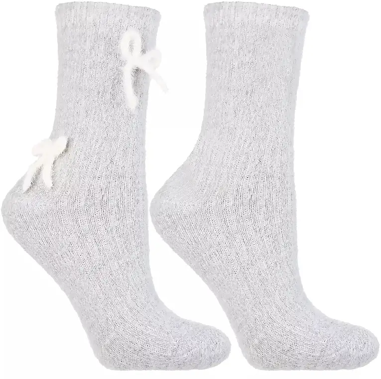 Sokker med sløjfer, CSL450-050, grå med hvide sløjfer 45968861