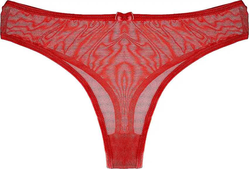 Transparent Mesh Thong Trusser, rød 35949290