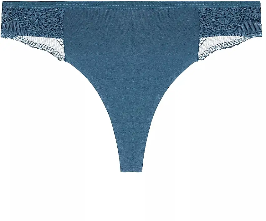 Dame g-streng bomuld med blondeindlæg, BDM500-051, smaragdgrøn 96587336