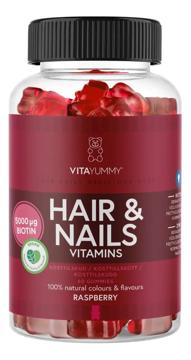 VitaYummy Hair & Nails Raspberry - 60 stk.