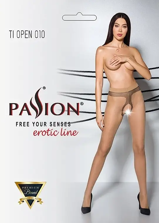 Strømpebukser erotisk udskæring Tiopen 010, 20 Den, beige 84709901