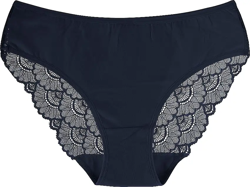 Bomuldsbikini til kvinder med blonder, blå 60937045